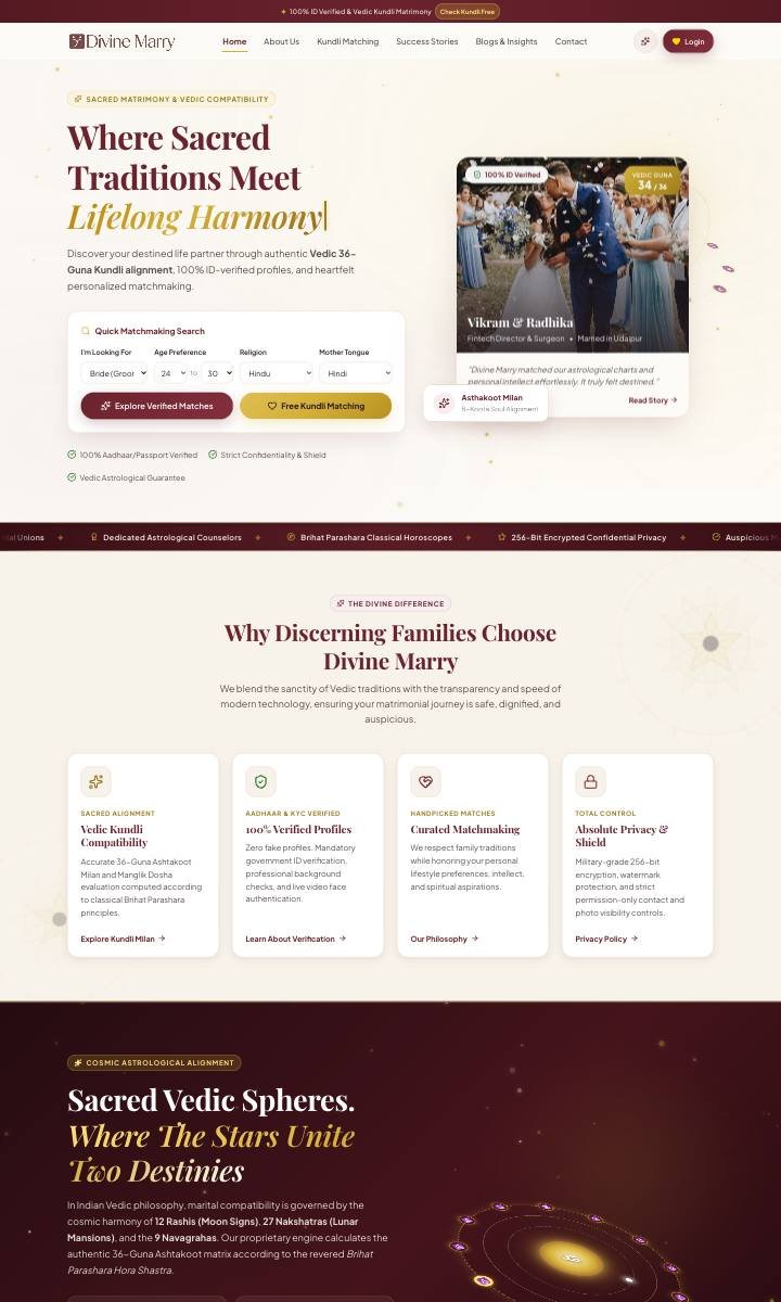 Divine Marry website homepage